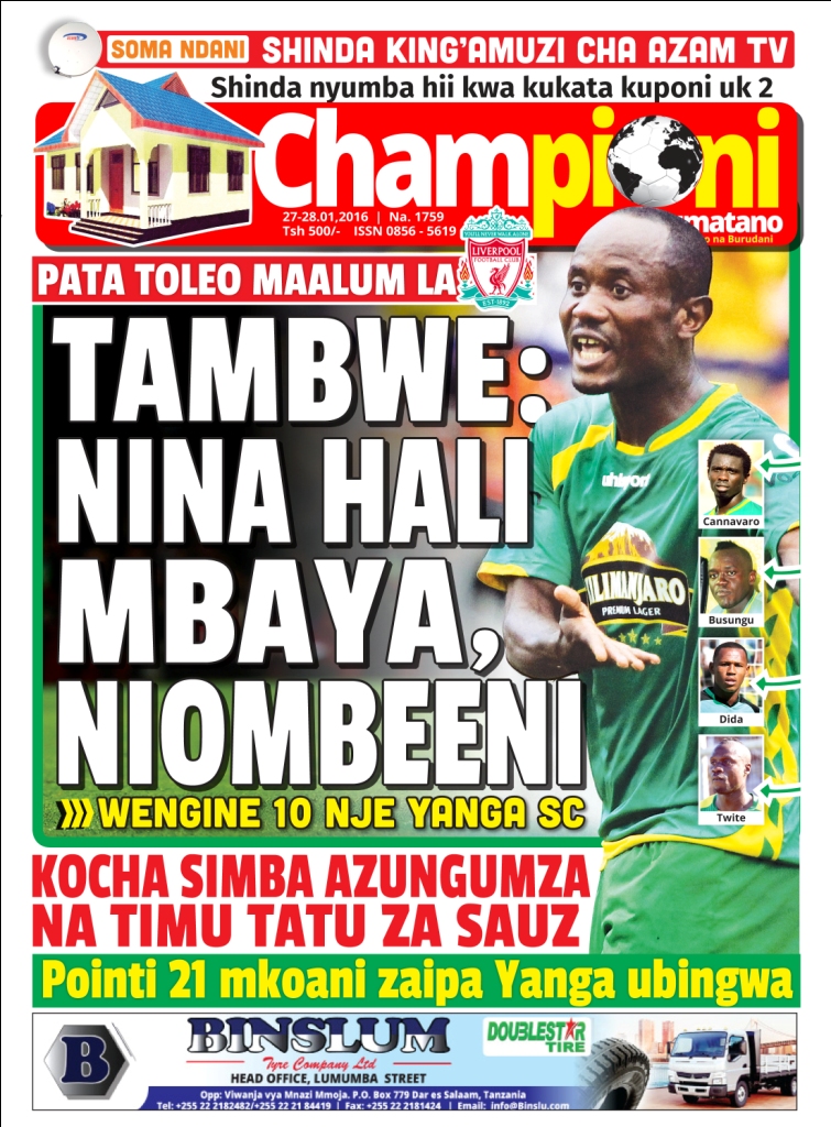 Magazeti ya Global leo Januari 27, 2016 - Global Publishers