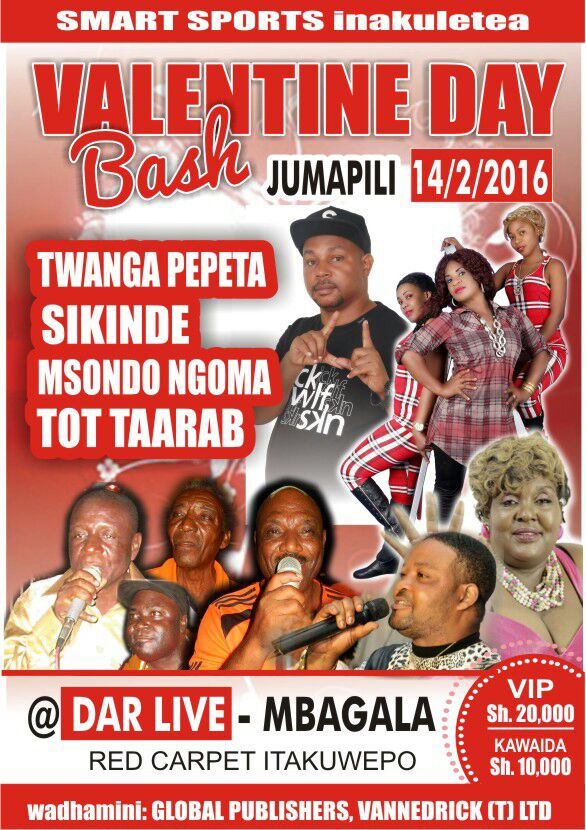 Twanga, Msondo, Sikinde kukinukisha Valentine Day Bash Dar Live - Global Publishers