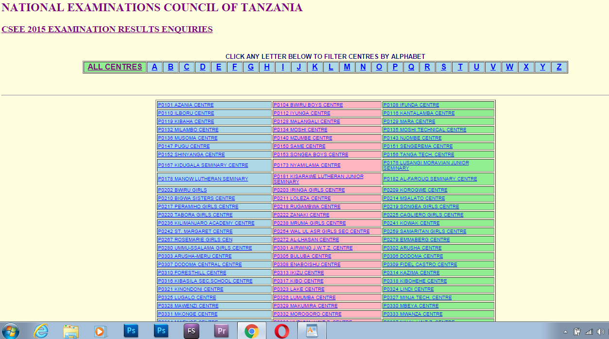 Matokeo ya Kidato Cha Nne 2015 Yametangazwa