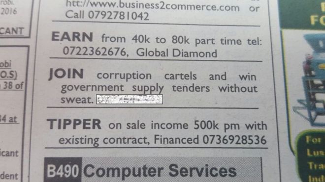 Genge la ‘Walaji Rushwa’ Lajitangaza Gazetini - Global Publishers