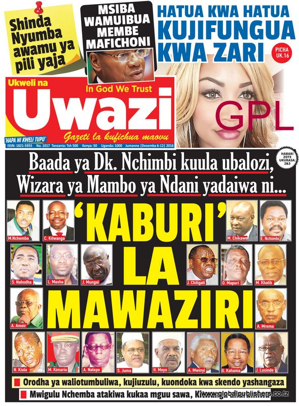 Magazeti Yote ya Tanzania Leo Jumamosi Desemba 6, 2016 Yako Hapa - Global Publishers