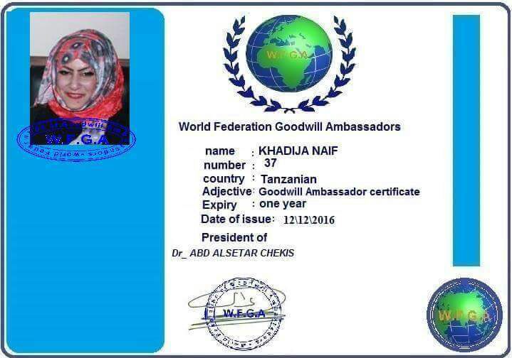 Mtanzania Khadija Naif Atunukiwa Tuzo ya Heshima Kutoka WFGA - Global Publishers