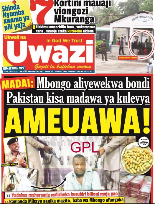 Magazeti ya Leo Jumanne Januari 10, 2017 Yako Hapa - Global Publishers