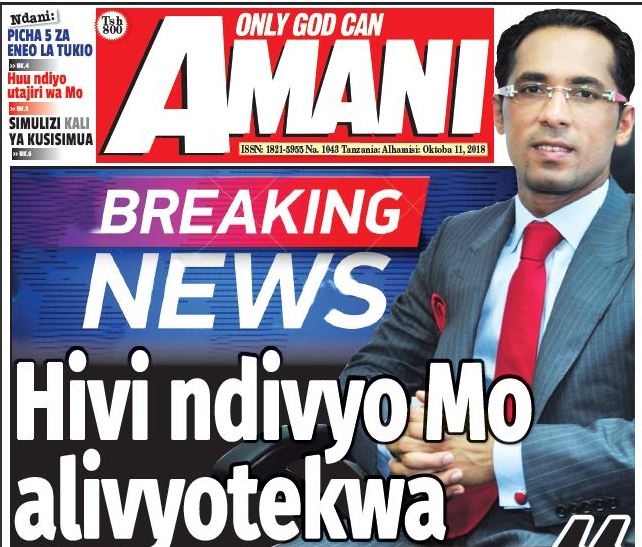 GAZETI LA AMANI LIPO MTAANI MCHANA HUU - Global Publishers