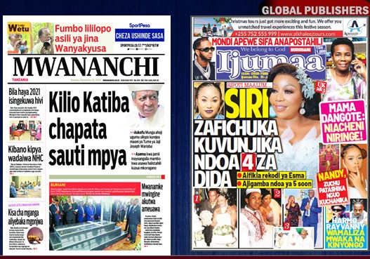 Yasome Hapa Magazeti ya Leo Desemba 31, 2021 - Global Publishers