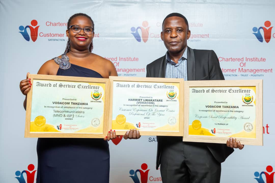 Vodacom Yashinda Tuzo 3 za Huduma Bora Kwa Wateja 2023 Zinazotolewa na CICM - Global Publishers