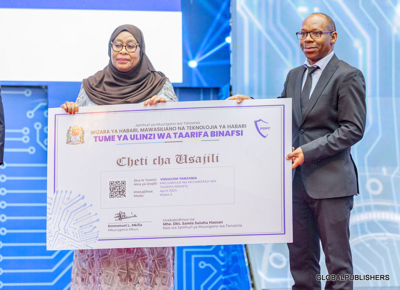 Vodacom Yakabidhiwa Cheti Cha Usajili Kwenye Tume Ya Ulinzi Wa Taarifa Binafsi - Global Publishers