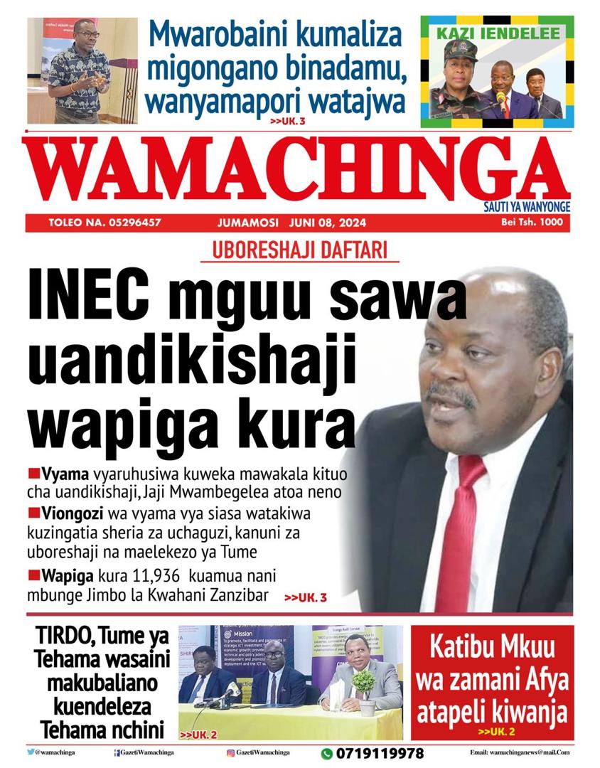 Habari kubwa za Magazeti ya Tanzania leo Juni 8,2024