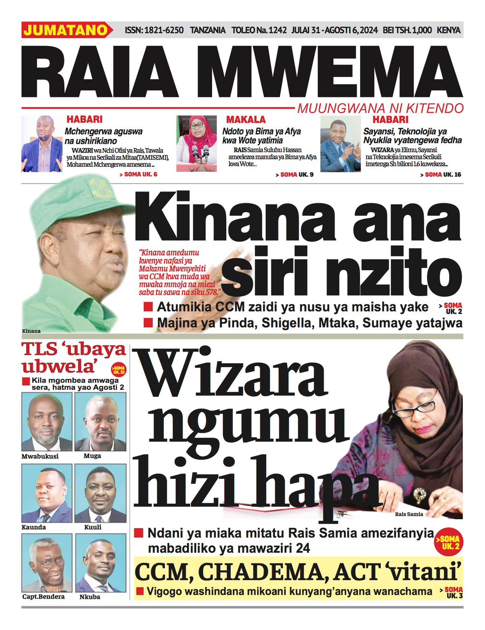 Habari kubwa za Magazeti ya Tanzania leo Julai 31, 2024