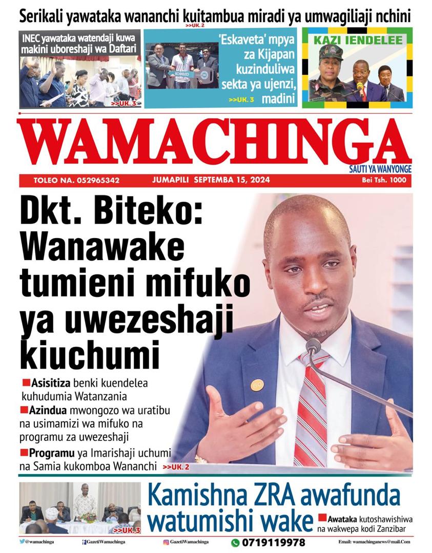 Habari kubwa za Magazeti ya Tanzania leo Septemba 15, 2024