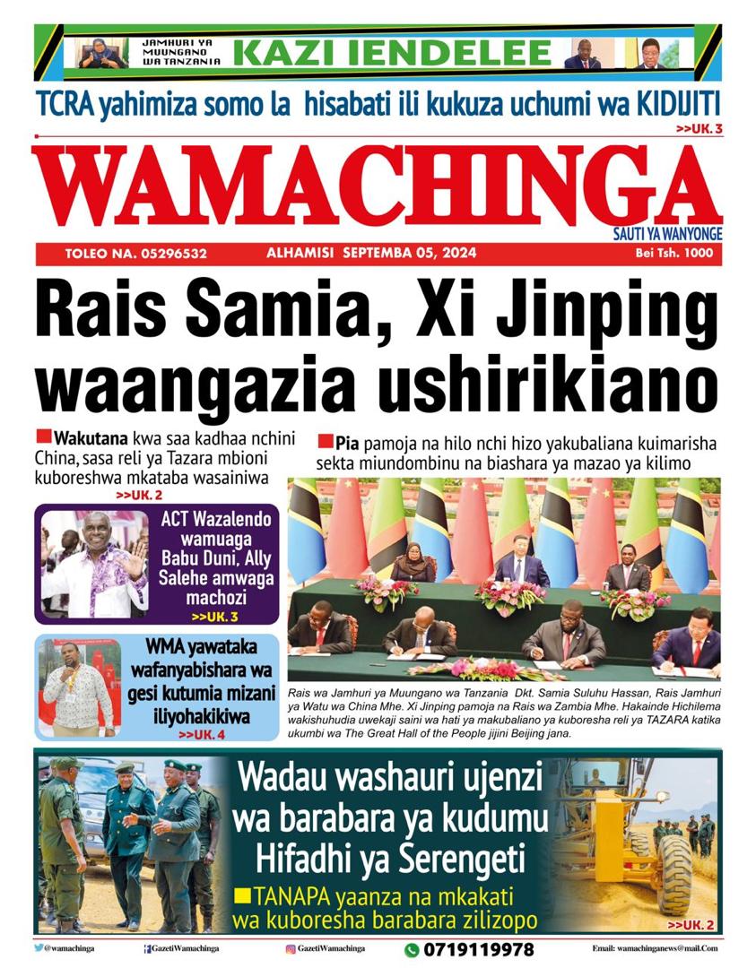 Habari kubwa za Magazeti ya Tanzania leo Septemba 5, 2024