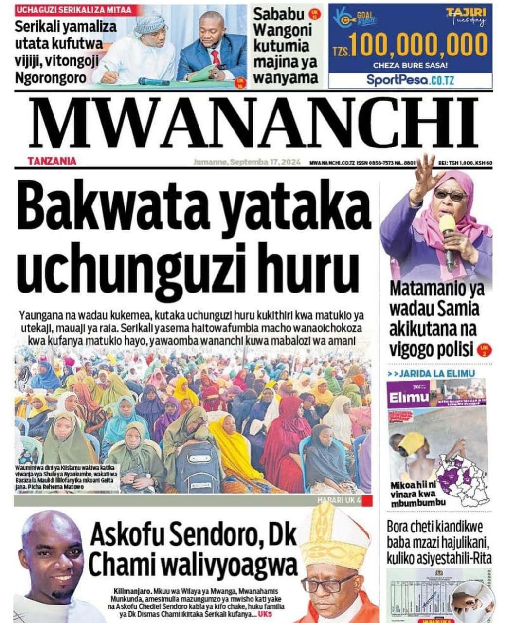 Habari kubwa za Magazeti ya Tanzania leo Septemba 17, 2024 - Global Publishers