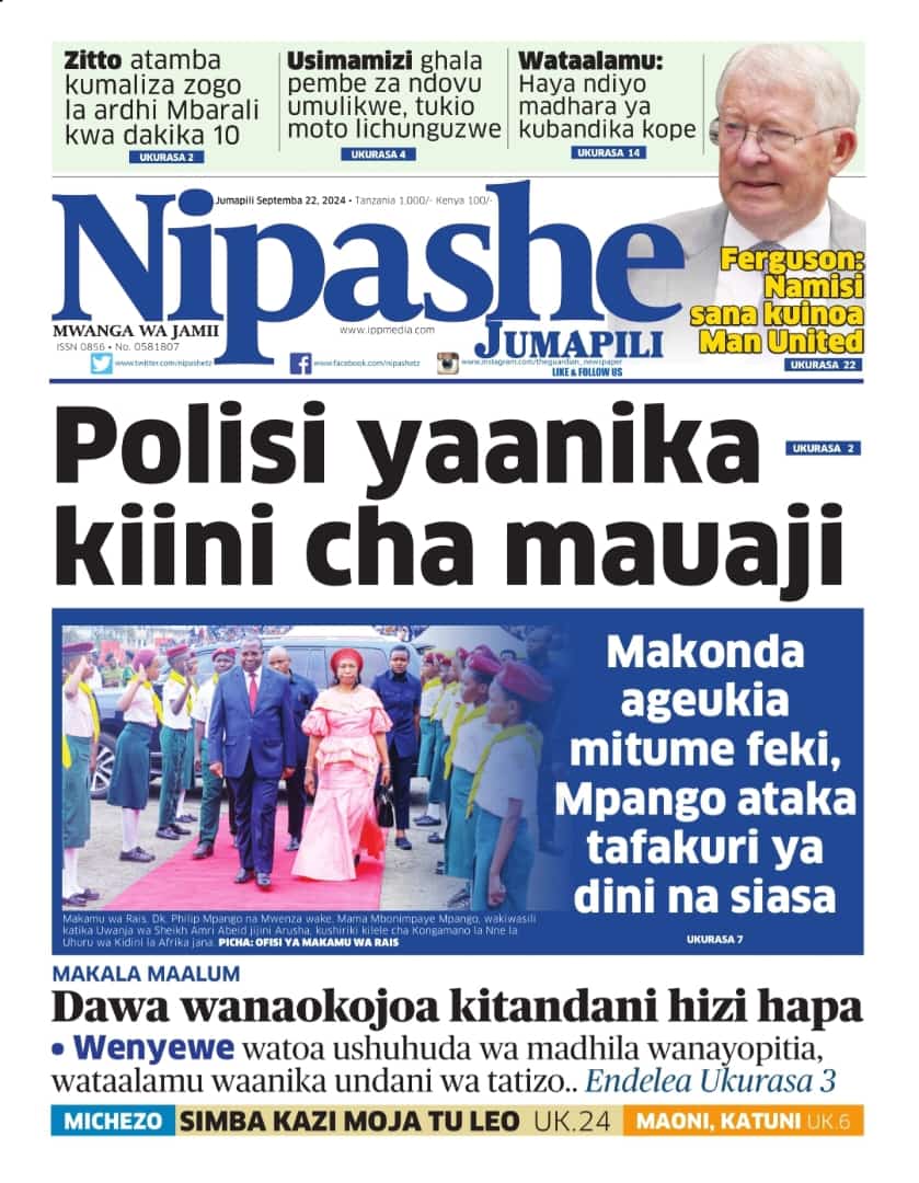 Habari kubwa za Magazeti ya Tanzania leo Septemba 22, 2024 - Global Publishers
