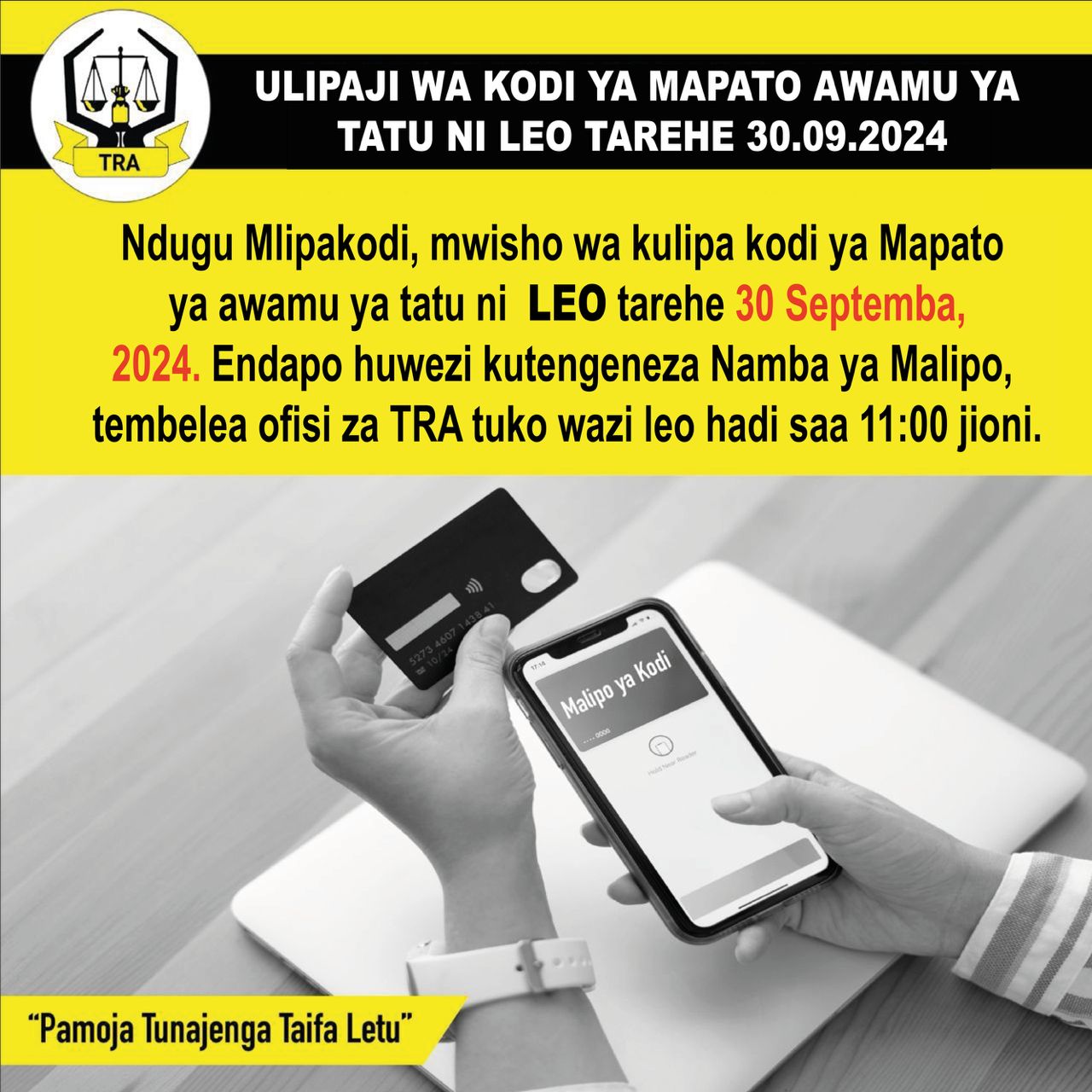 TRA: Leo Septemba 30, 2024 ni mwisho wa kulipa kodi ya mapato ya awamu ya tatu - Global Publishers