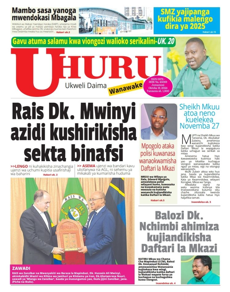 Habari kubwa za magazeti ya Tanzania leo Oktoba 19, 2024 - Global Publishers