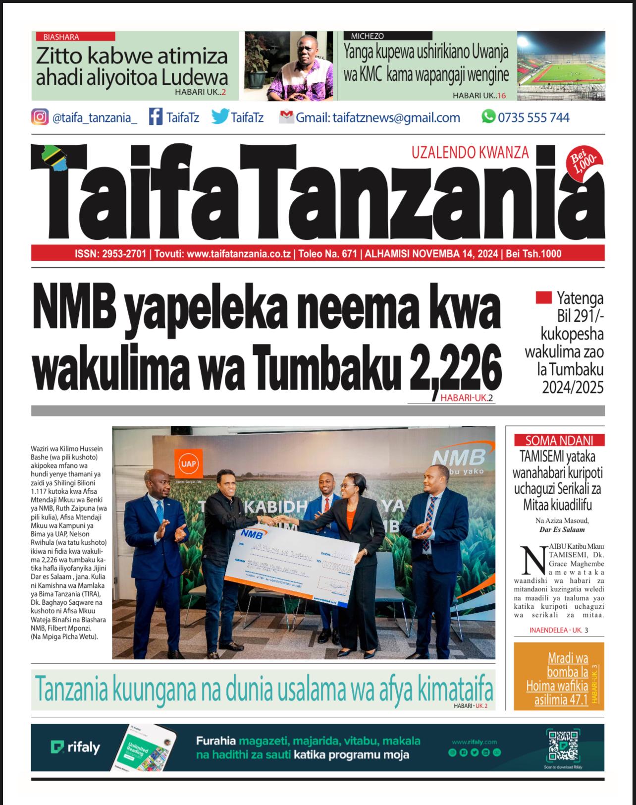 Habari kubwa za Magazeti ya Tanzania leo Novemba 14, 2024