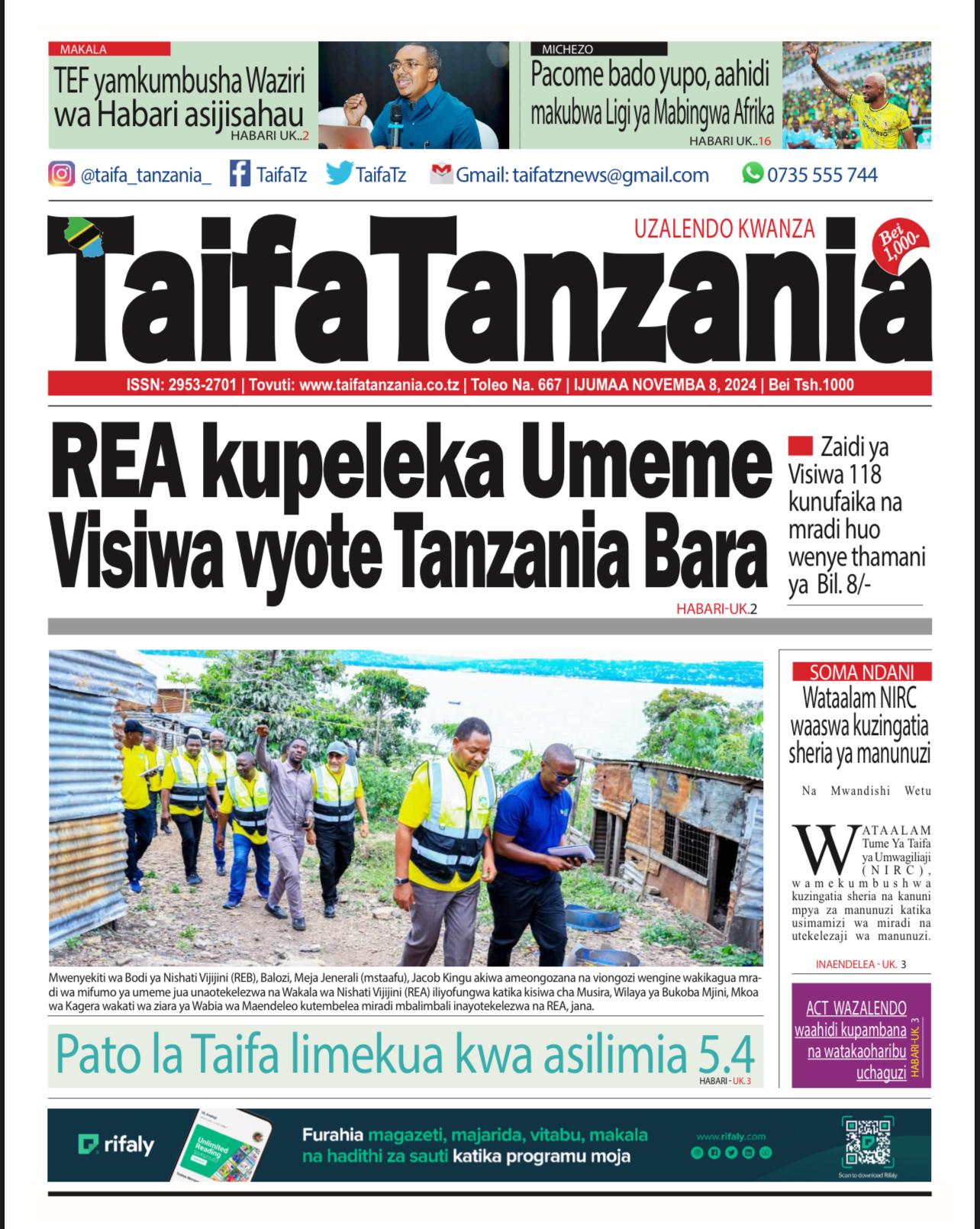 Habari kubwa za Magazeti ya Tanzania leo Novemba 8, 2024 - Global Publishers