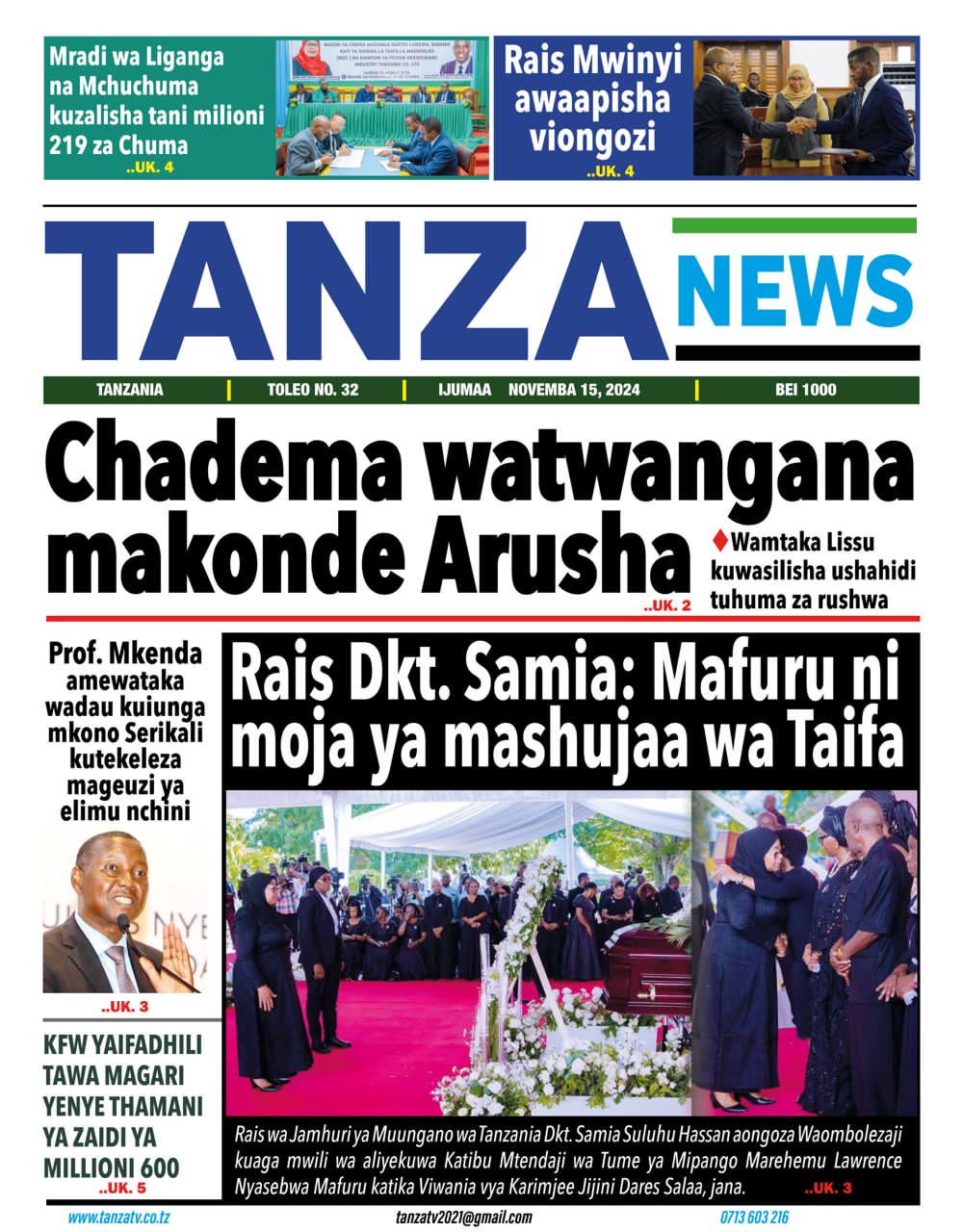 Habari kubwa za Magazeti ya Tanzania leo Novemba 15, 2024