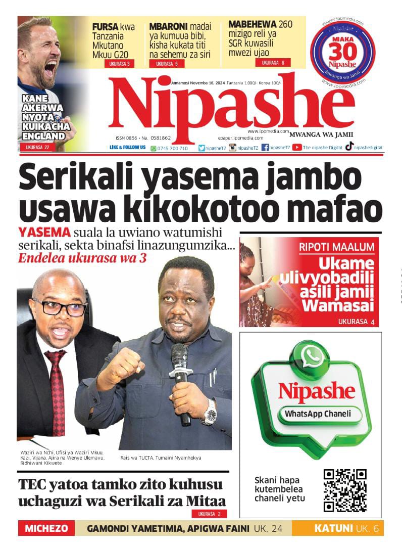 Habari kubwa za Magazeti ya Tanzania leo Novemba 16, 2024