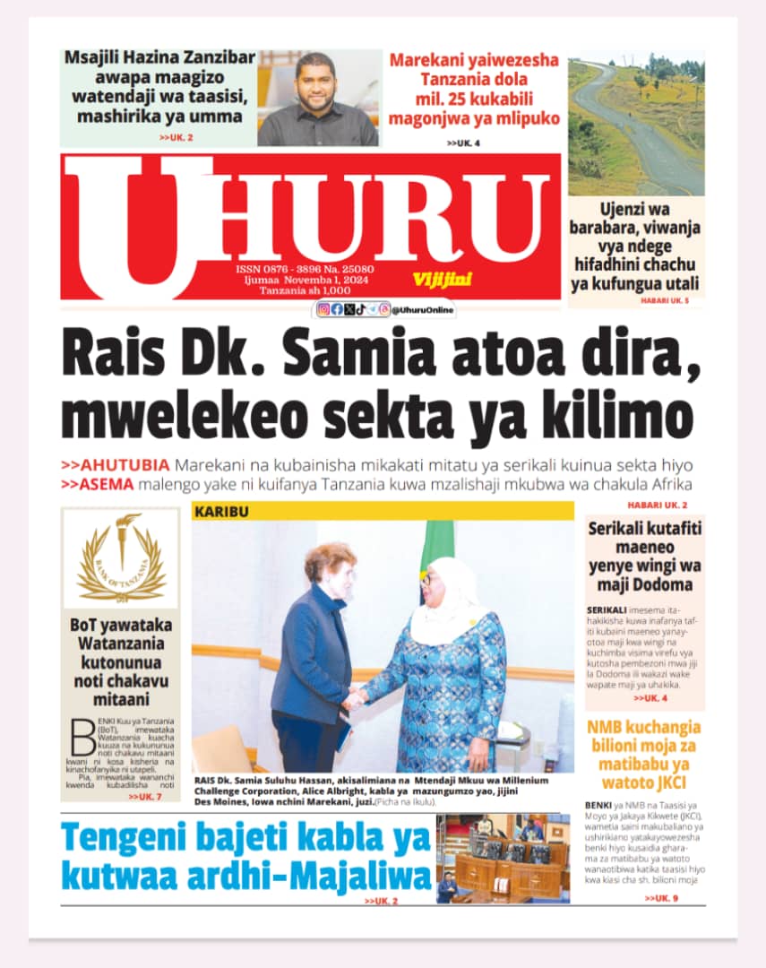 Habari kubwa za Magazeti ya Tanzania leo Novemba 1, 2024 - Global Publishers