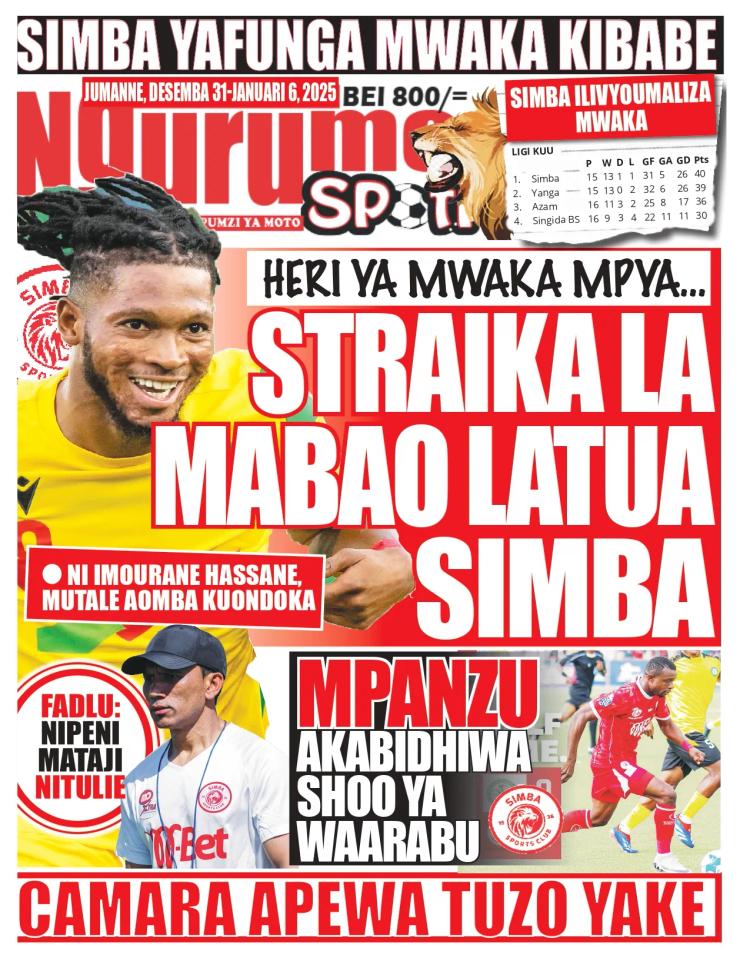 Habari kubwa za Magazeti ya Tanzania leo Desemba 31, 2024 - Global Publishers