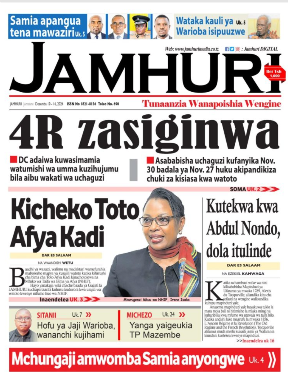 Habari kubwa za Magazeti ya Tanzania leo Desemba 10, 2024 - Global Publishers