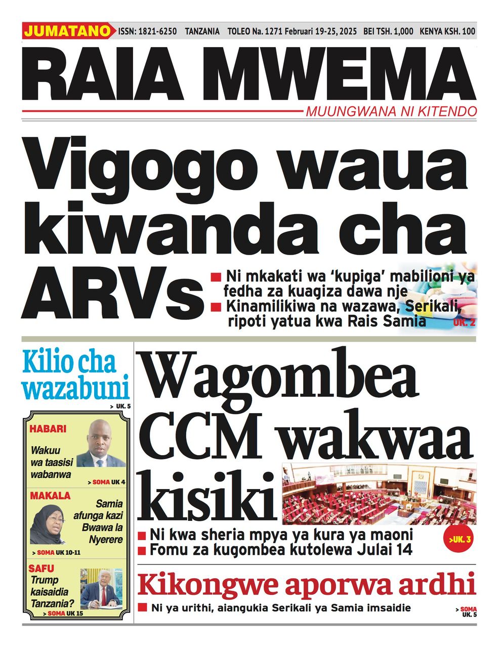 Habari kubwa za Magazeti ya Tanzania leo Februari 19, 2025