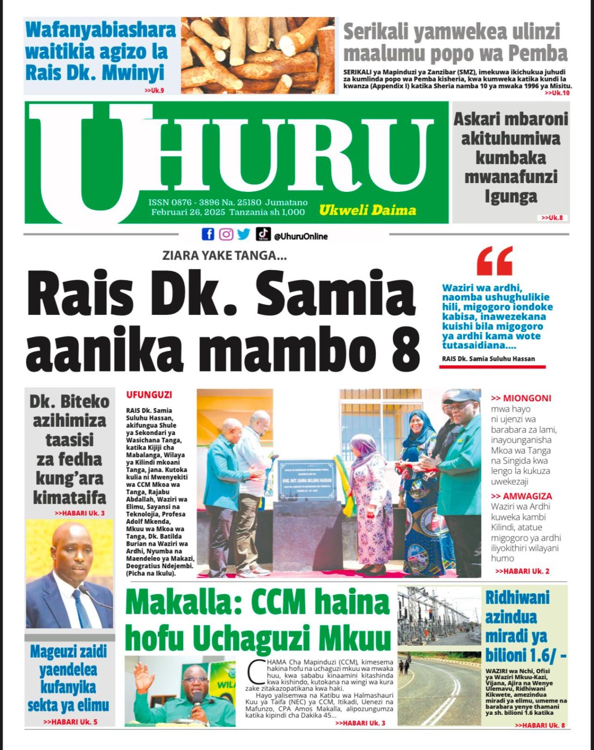 Habari kubwa za Magazeti ya Tanzania leo Februari 26, 2025