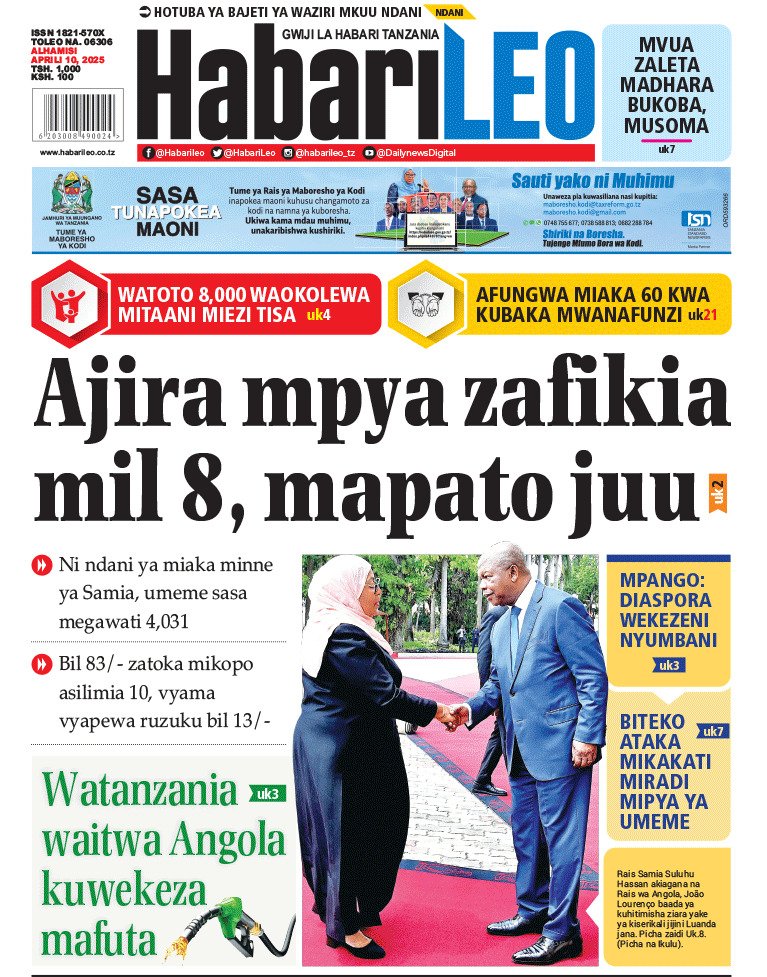 Habari kubwa za Magazeti ya Tanzania leo Aprili 10, 2025 - Global Publishers