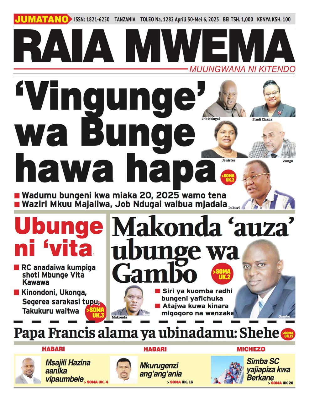 Habari kubwa za Magazeti ya Tanzania leo Aprili 30, 2025