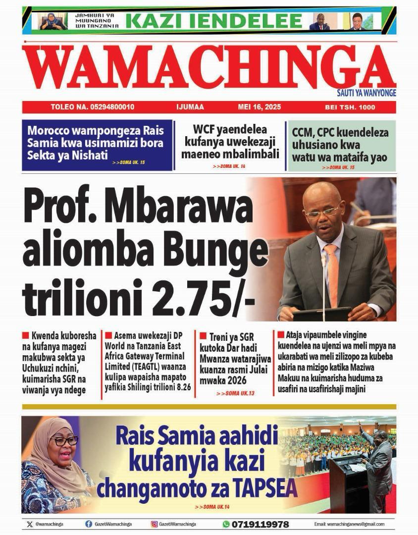 Habari kubwa za Magazeti ya Tanzania leo Mei 16, 2025 - Global Publishers