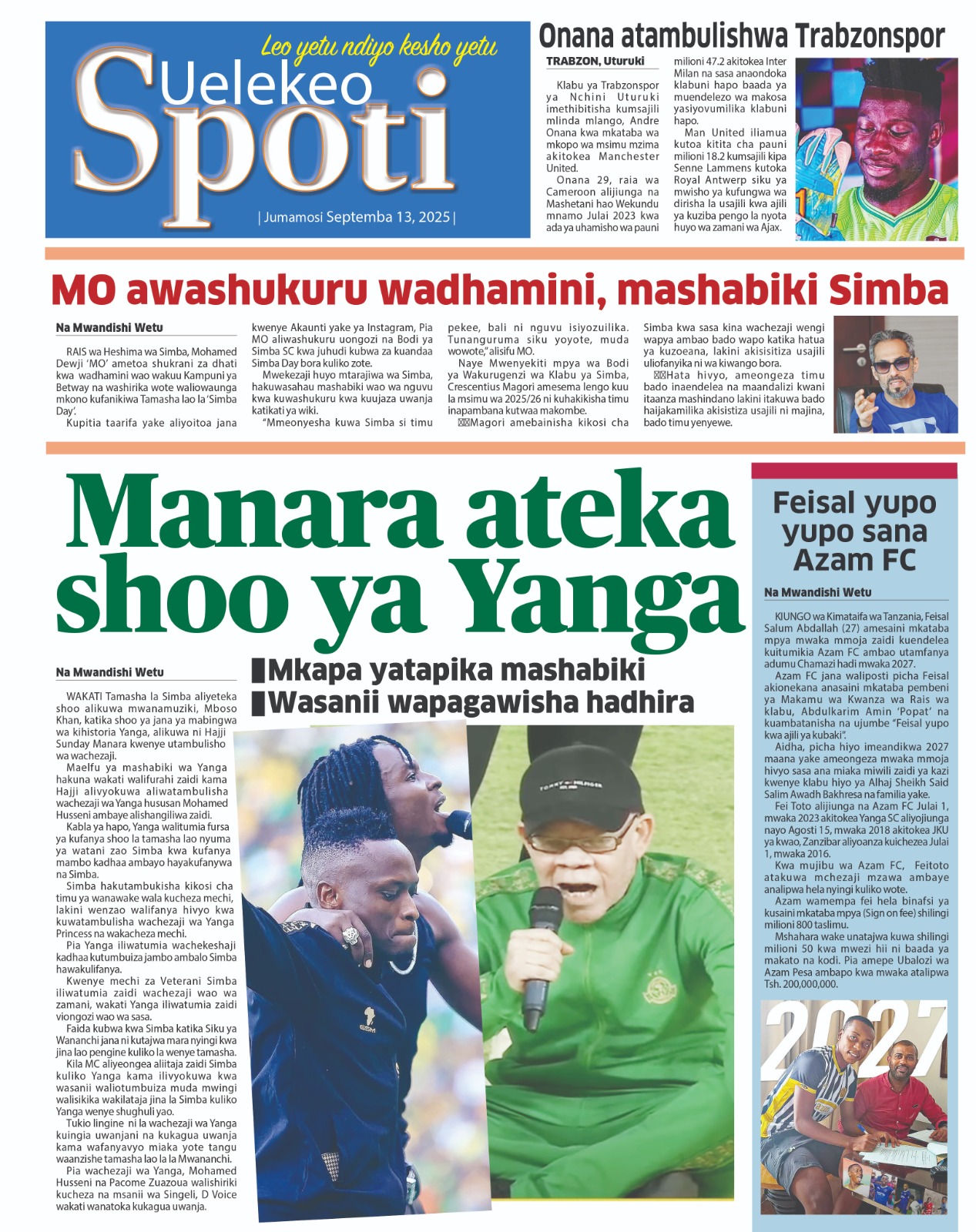 Habari kubwa za Magazeti ya Tanzania leo Septemba 13, 2025