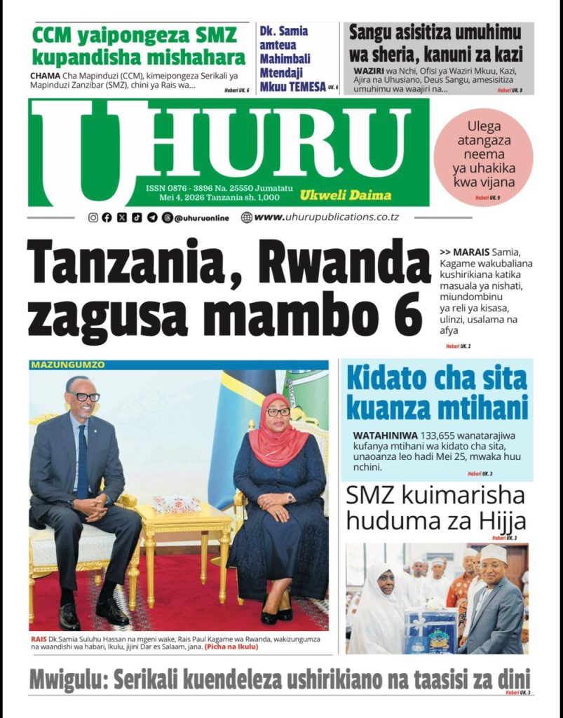 Habari kubwa za Magazeti ya Tanzania leo Mei 4, 2026