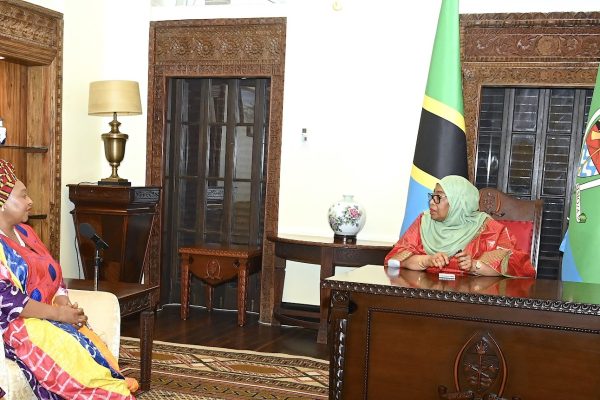 Rais Dkt. Samia Akutana na kuzungumza na Msanii Yvonne Chakachaka Wa Afrika Kusini