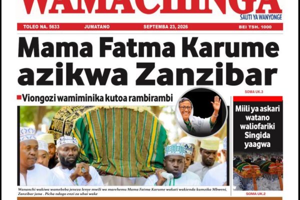 Habari kubwa za Magazeti ya Tanzania leo Septemba 23, 2026