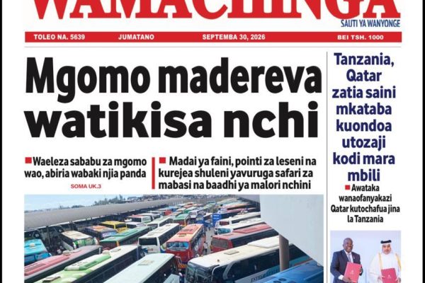 Habari kubwa za Magazeti ya Tanzania leo Septemba 30, 2026