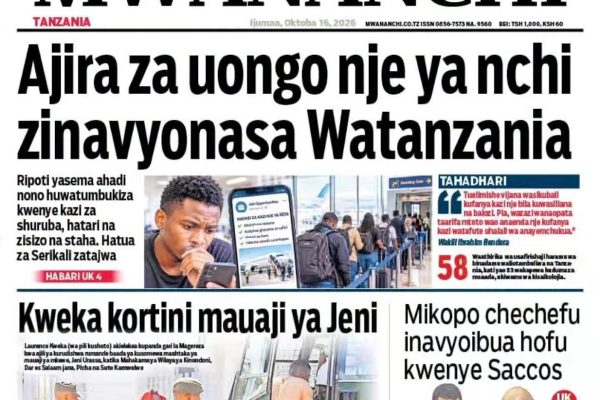 Habari kubwa za Magazeti ya Tanzania leo Oktoba 16, 2026