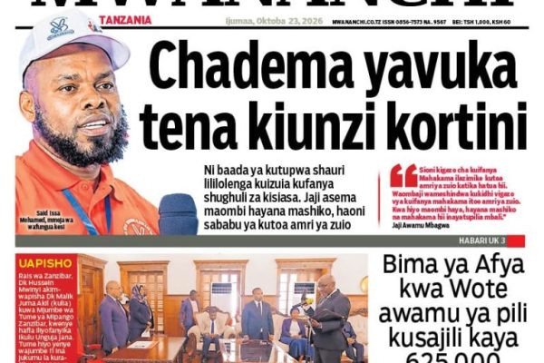 Habari kubwa za Magazeti ya Tanzania leo Oktoba 23, 2026