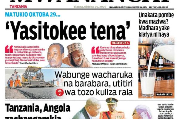 Habari kubwa za Magazeti ya Tanzania leo Oktoba 30, 2026