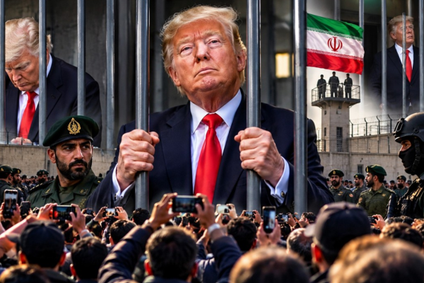 Iran Yaweka Sanamu Inayofanana na Trump Ndani ya Gereza Kwenye Bango – Video